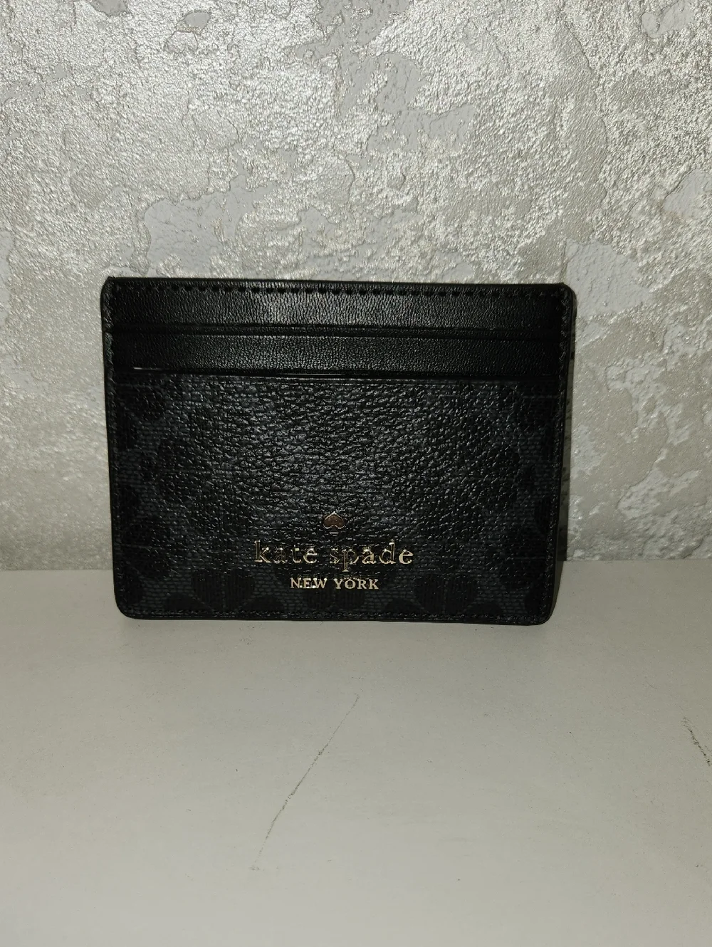 kate spade Black Leather Card Holder with Gold Logo